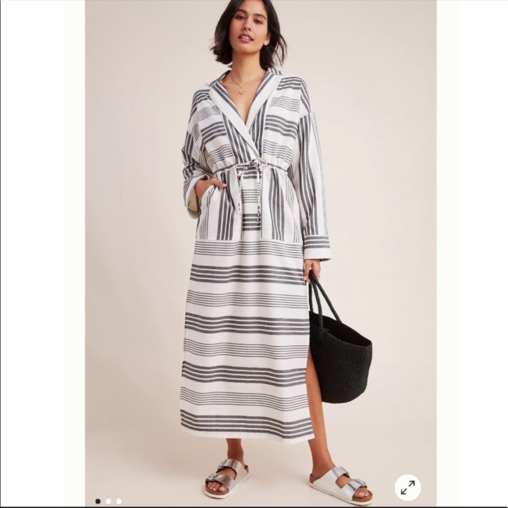 Mara  Hoffman Diega Swim Coverup cream and black stripes, Anthropologie size M